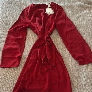 H&M Maternity Red Satin Long Sleeve Dress - Like New - READ DESCRIPTION